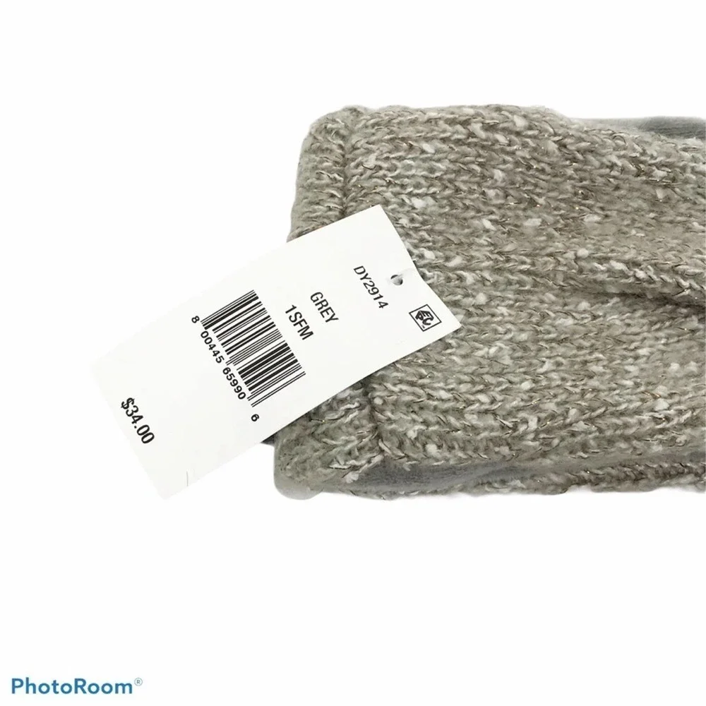DNKY fleece lined head band Metallic grey nwt